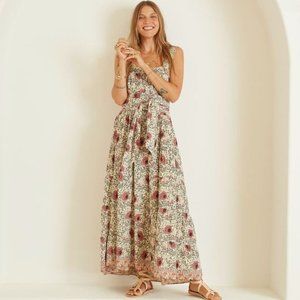 NWT Natalie Martin Jasmine Maxi Dress With Sash in Vintage Flowers Lavender SZ S